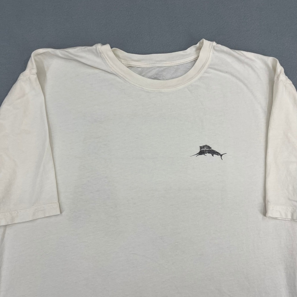 Tommy Bahama Relax Mens XL White Graphic T-Shirt Knotty Thoughts Hammock Marlin - Picture 2 of 13